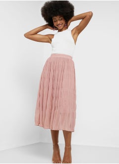 Buy Textured Detail Fit & Flare Skirt in UAE