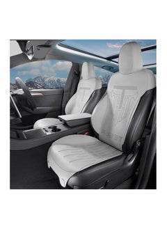 اشتري 1 Pcs For Tesla Car Seat Covers Full Set With Armrest Cover, For 2023 2022 2021 2020 2019 5Seat Tesla Model3, Breathable Suede Leather Seat Covers, Waterproof Car Interior Covers, Full Set, Gray في الامارات