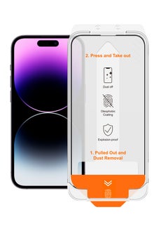 Buy 9H Tempered Glass for iPhone 15 Pro with Installer Kit Scratch Resistant, Ultra Clear, Case Friendly in UAE