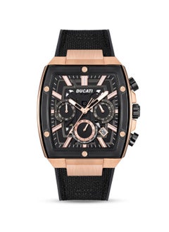 اشتري Men’s Chronograph Black Strap with Rose-Gold Accents Black Dial Watch DTWGO0001004 - 40mm في الامارات