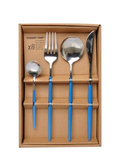 Buy Cutlery Set Of 8 Pieces For Two Person / Blue in Saudi Arabia