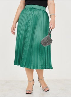 اشتري Satin Pleated A-Line Midi Skirt في السعودية