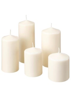 Buy Unscented Block Candle, Set Of 5, Natural in Saudi Arabia