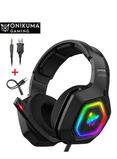 Buy Onikuma K10 Gaming Headset with Surround Sound Pro Noise Canceling Gaming Headphones with Mic & RGB LED Light in Saudi Arabia