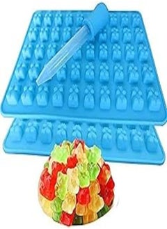 اشتري KASTWAVE Silicone 50 Cavity Gummy Bear Candy Chocolate Mould with a Dropper - Pack of 2 في مصر