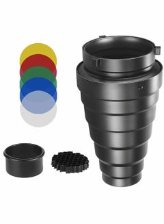 Buy Snoot, Room Flash Metal Conical Snoot with Honeycomb Grid & 5pcs Color Filter Kit, for Bowens Mount Studio Strobe Monolight in UAE
