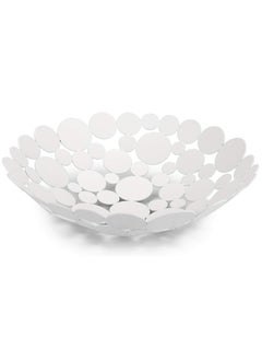 Buy Metal Fruit Bowl Large Round Storage Baskets Creative Table Fruit Stand Decorative Round Storage Tray for Bread Fruit Snacks Candy Households Items White in UAE