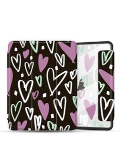 Buy Case for iPad 10.2 or Air 3 10.5 2019 Auto Sleep/Wake with Pencil Holder Anti Scratch Soft TPU Floral Protective Shockproof TabletCase Cover - Black Hearts in UAE