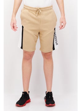 اشتري Men Drawstring Brand Logo Basic Short, Beige/White في الامارات