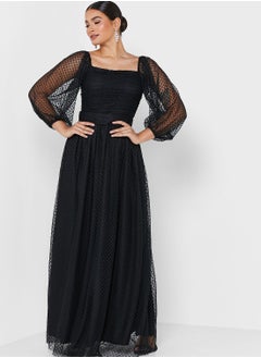 Buy Dotted Mesh Overlay Maxi Dress in UAE