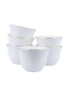 Buy A Set of White Porcelain Arabic Coffee Cups With An Engraving of 12 Pieces in Saudi Arabia