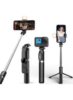 اشتري Selfie Stick with Light Long Selfie Stick with Tripod Stand 104cm Plus Bluetooth Mobile Selfie Stick for Mobile Phone Makeup Vlogging Youtube Live في الامارات