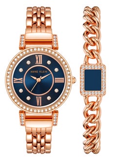 Buy Anne Klein Women's Premium Crystal Accented Watch and Bracelet Set AK2928NVST in UAE