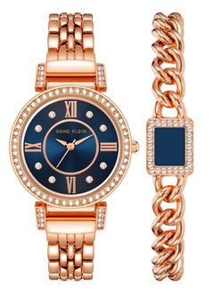 Buy Anne Klein Women's Premium Crystal Accented Watch and Bracelet Set AK2928NVST in UAE