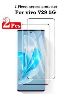 Buy 2 Pieces Full Cover Glass Screen Protector, HD Tempered Glass Film, 9H Tempered Glass Film, Shatterproof Anti-Scratch Film Screen Protector, Suitable for Vivo V29 5G Black/Clear in Saudi Arabia