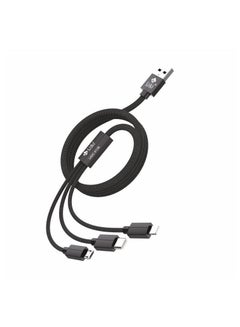 اشتري U&I 3 in 1 Multi USB Cable,Compatible with Apple iPhone,Micro and C -Type, Charges 3 Phone at Same time 1.25meter Long car home charger في الامارات