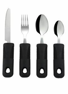 Buy 4 Piece Stainless Steel Cutlery Flatware Sets, Knife, Fork, Spoon, Tea Spoon Silver in UAE