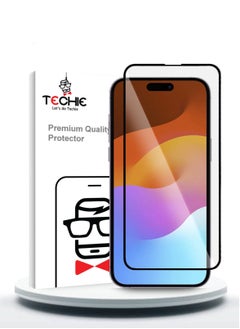 اشتري واقي شاشة Techie Full Cover HD 9H Hardness 9D من الزجاج المقوى لهاتف Apple iPhone 15 Pro مع مضاد للخدش ومضاد لبصمات الأصابع ومضاد للانفجار وسهل التركيب في السعودية