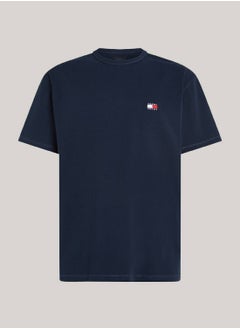 Buy Men's Badge T-Shirt -  Pure cotton, Blue in UAE