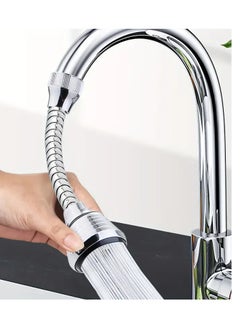 Buy Universal Kitchen Faucet Extender with Adjustable Spray Nozzle and Anti-Splash Filter Silver in UAE