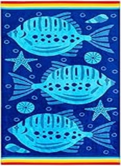 Buy Signoola Beach Towel 90 x 170 cm, Blue fishes 100% cotton. in Egypt