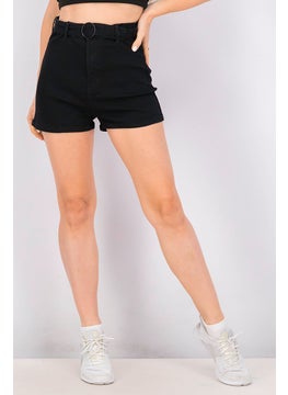 اشتري Women Hight Waist Belted Short, Black في السعودية