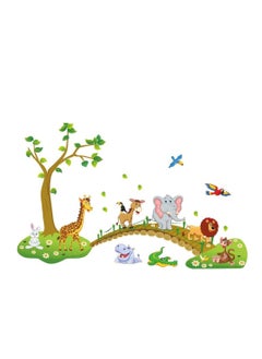 اشتري Jungle Animals Tree Wall Stickers Large Removable Cartoon Lion Giraffe Elephant Decor DIY Room Decoration for Kids Nursery Bedroom 48.8 Inch x 31 في الامارات