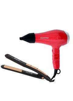 Buy Powerful Ionic Hair Dryer & Ceramic Hair Straightener Combo, LED Indicator Light,  Ceramic Plates, Temperature Control in UAE