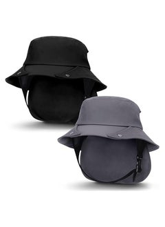 اشتري 2 Pcs Bucket Hats for Men Women Surf Hat with Chin Straps Sun Hats for Hiking Surfing Camping Boating Water Sports في الامارات