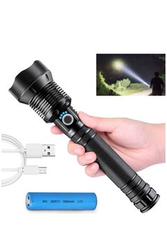 Buy Super Bright Rechargeable LED Flashlights, 90000 Lumens XHP70.2 Tactical Flashlight, 10000mAh Parallel Battery, Zoomable&IPX5 Waterproof in Saudi Arabia