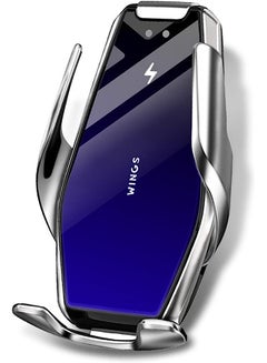 اشتري Clamping 15W Fast Car Wireless Charger for Samsung S20 S10 iPhone 12 11 Pro XS XR X 8 Infrared Sensor Phone Holder Mount (Silver) في السعودية