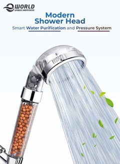 Buy 3 Mode High pressure shower head, ionic function spray handheld filter for hair loss and clean water. in UAE