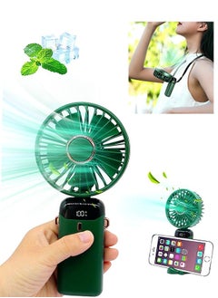 Buy Portable Handheld Fan, Quiet mini Fan, 2400 mAh USB Rechargeable Personal Fan, Battery Operated Table Fan with 5 Speeds for Home , Travel, Commute, Makeup, Office (Green) in Saudi Arabia