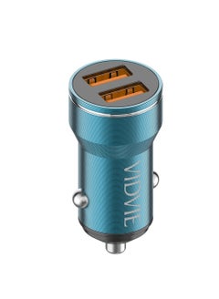 Buy Vidvie CC528 Metal Dual USB Fast Car Charger With Cable Lightning – 2.4A Output – Blue in Egypt