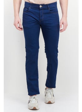 اشتري Men Regular Fit Solid Stretchable Jeans, Navy Blue في الامارات