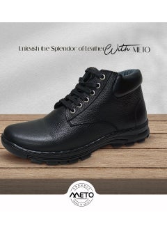 Buy Meto Men's Luxury Genuine Leather Lace Up Mid Height Formal Shoes in Saudi Arabia