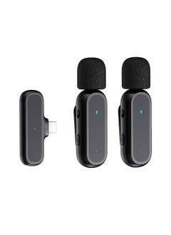 Buy Portable One-trigger-Two Wireless Clip-on Microphone System Video Recording Mic 20M Transmission Range Built-in Battery with Charging Case Replacement for iPhone 13/12/11/10 in UAE