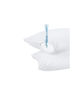 Buy Pillow Protector, Premium Quality Waterproof 100% Soft Cotton Queen Size Pillows Case Cover 75 x 50cm in Saudi Arabia