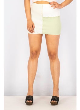 اشتري Women Colorblock Mini Skirt, Green Water في السعودية