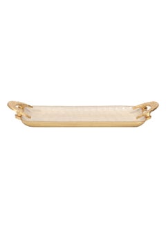 اشتري Rabiya Rectangular Medium Tray, Gold - 42x19 cm في الامارات