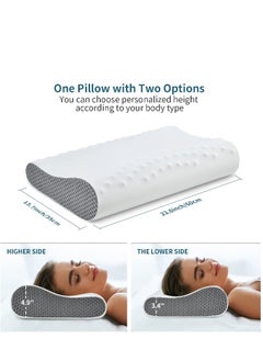 Buy Contour Pillow Memory Foam Neck Support Orthopedic Comfort Neck Pain With Removable Pillow Cover - Size 60*40*9/11 cm - From Acnoria Care in Saudi Arabia