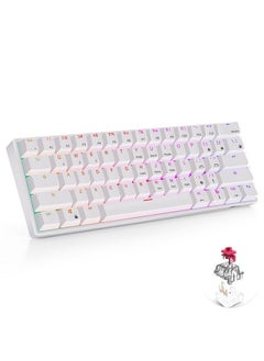 Buy RK61 61 Keys Bluetooth / 2.4G Wireless / USB Wired Three Modes Red Switch Tablet Mobile Gaming Mechanical Keyboard with RGB Backlight, Cable Length: 1.5m (White) in Saudi Arabia