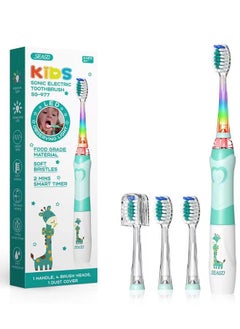 اشتري Kids Electric Toothbrushes Sonic Toothbrush, Soft Battery Powered Tooth Brush With Smart Timer,Waterproof Replaceable Deep Clean For Kids(Age of 3+)，Travel Toothbrush في السعودية