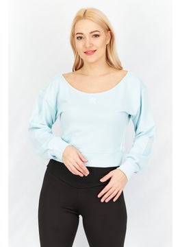 Buy Women Sportswear Fit  Brand Logo Sweatshirt, Turquoise/White in Saudi Arabia