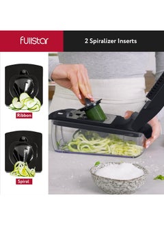 اشتري Vegetable Chopper - Spiralizer Vegetable Slicer - Onion Chopper With Container - Pro Food Chopper - Slicer Dicer Cutter - (8 In 1, Black) في الامارات