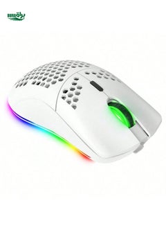 اشتري الهجوم Shark Attack Shark RGB Mouse Wireless Gaming Mouse ، قذيفة قرص العسل الخفيفة للغاية ، شحن لاسلكي 2.4 جرام ، إضاءة RGB الطيف الخلفي ، 7 أزرار ، 3200 نقطة في البوصة ، مريحة للكمبيوتر الشخصي و PS4 ، عمر البطارية الطويل في السعودية