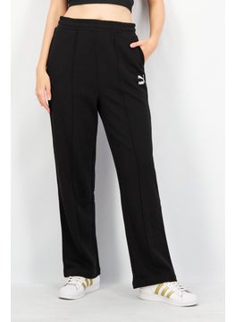 Buy Women Sportswear Fit Wide Leg Brand Logo Sweatpants, Black in UAE