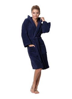 Buy Navy Blue Color Unisex Hotel Spa Terry Bathrobe XL Size in UAE