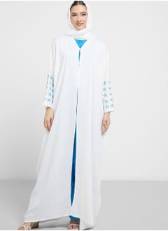 Buy Embroidered Sleeve Detail Abaya With Sheila in Saudi Arabia