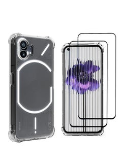 Buy 1+2 Case for Nothing Phone 2 Case Clear with Tempered Glass Screen Protector, Shockproof TPU with Reinforced Four Corners Transparent Cover for Nothing Phone 2 (Nothing Phone 2, Clear2) in Saudi Arabia